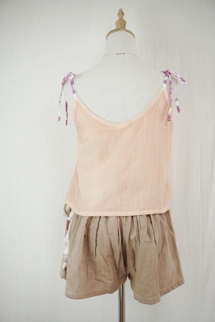 W gauze Wrap short pants Brownsugar x Pinkbeige