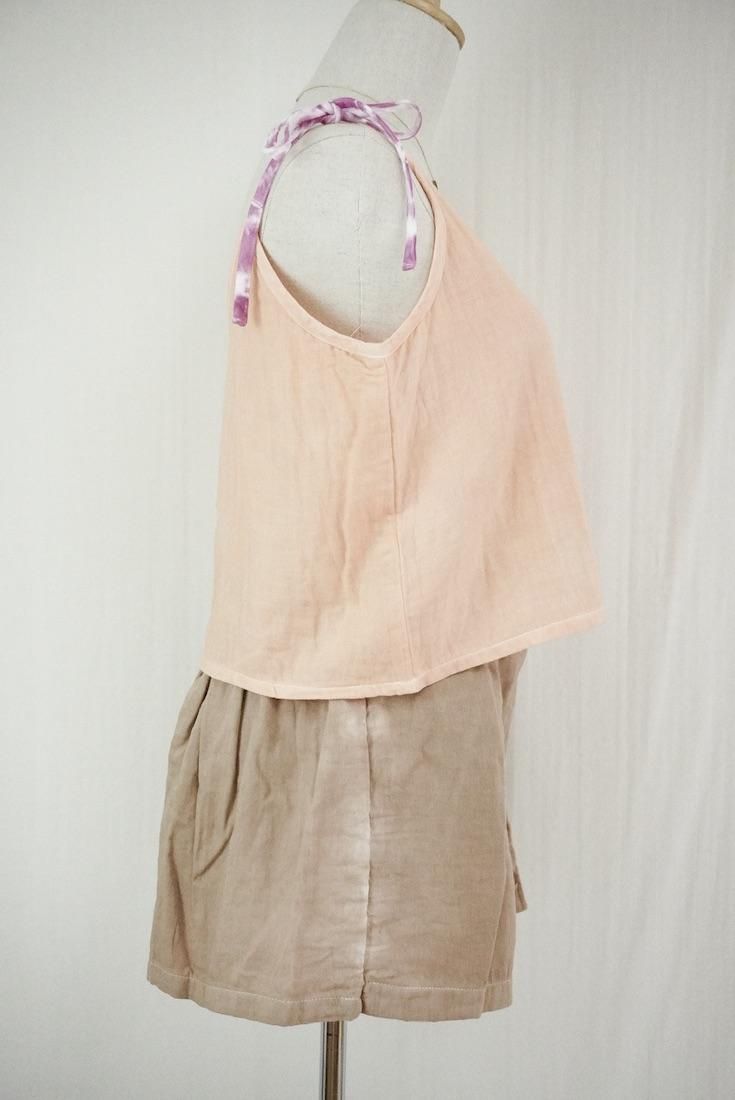 W gauze Wrap short pants Brownsugar x Pinkbeige