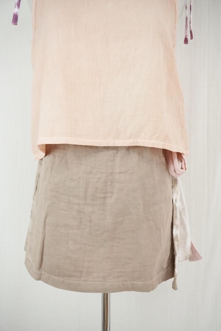 W gauze Wrap short pants Brownsugar x Pinkbeige