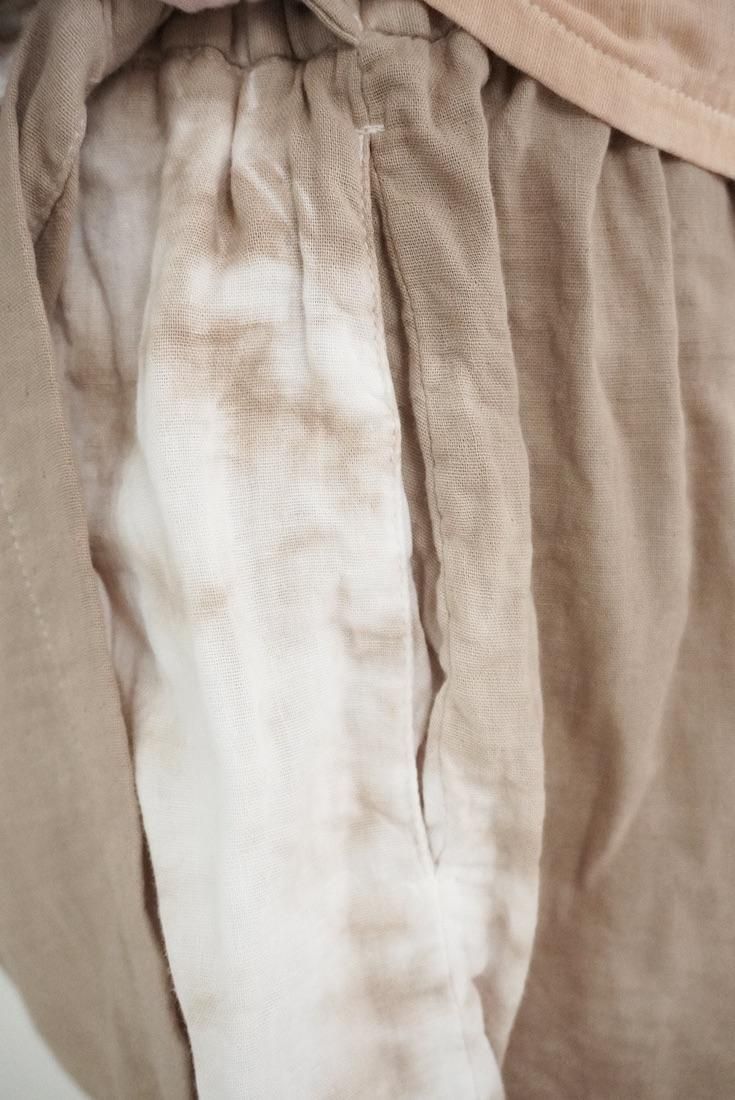 W gauze Wrap short pants Brownsugar x Pinkbeige