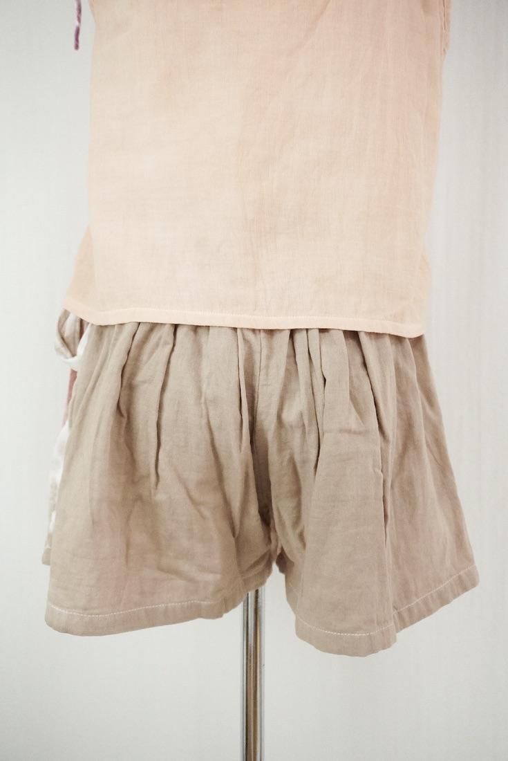 W gauze Wrap short pants Brownsugar x Pinkbeige
