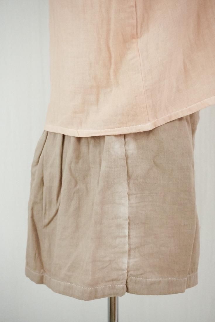 W gauze Wrap short pants Brownsugar x Pinkbeige