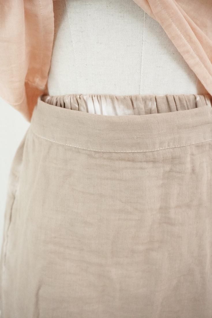 W gauze Wrap short pants Brownsugar x Pinkbeige