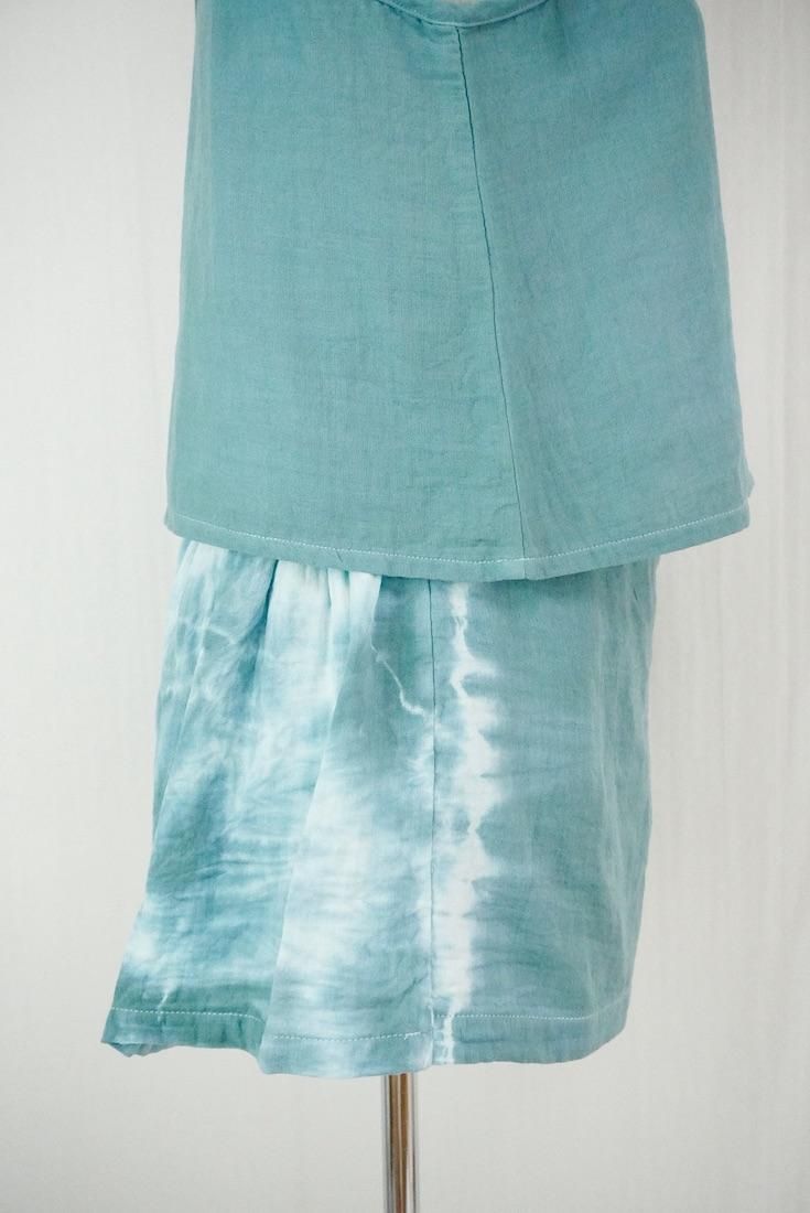 W gauze Wrap short pants Deepgreen x Lilac