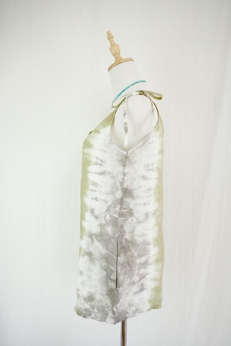French Linen  Short Rompers  Khaki x Taupe