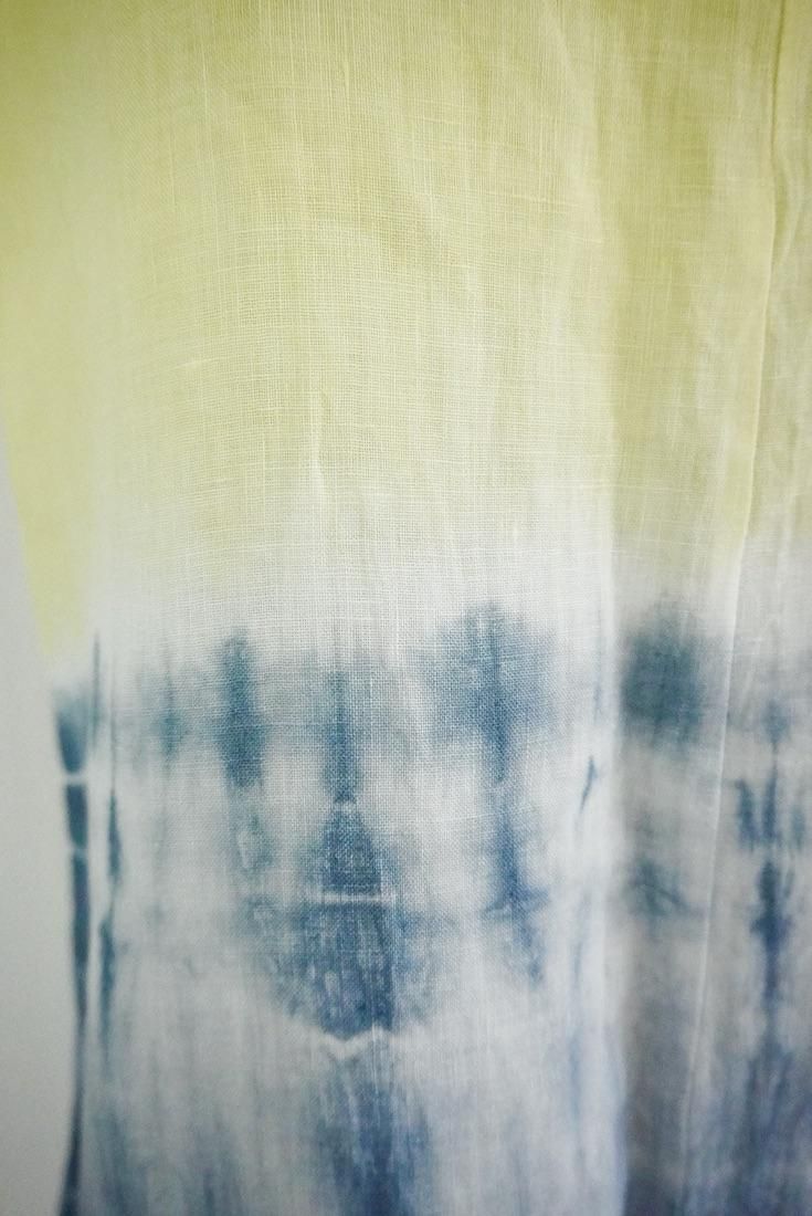 French Linen  Short Rompers Moonlight sea x Yellow 