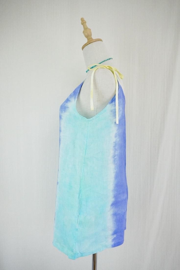 French Linen  Short Rompers Horizon x Emerald x Lemon