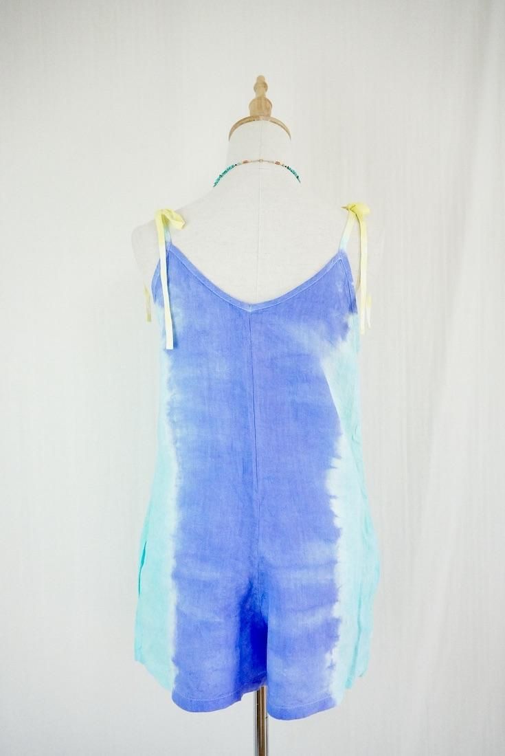French Linen  Short Rompers Horizon x Emerald x Lemon