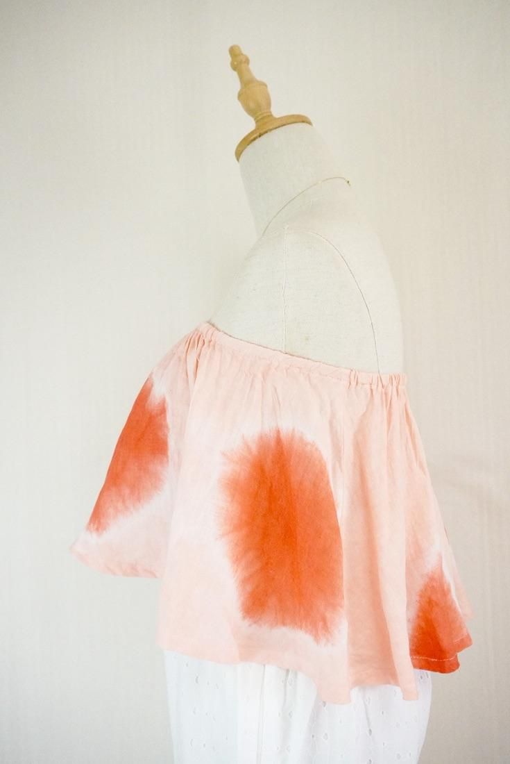 French Linen Flare Bare top Beni x Salmon