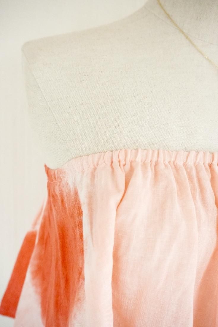 French Linen Flare Bare top Beni x Salmon