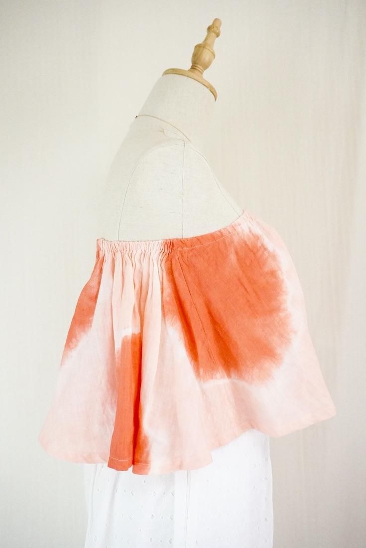 French Linen Flare Bare top Beni x Salmon