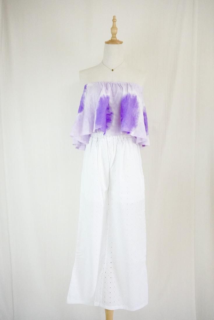 French Linen Flare Bare top Purple x Lilac