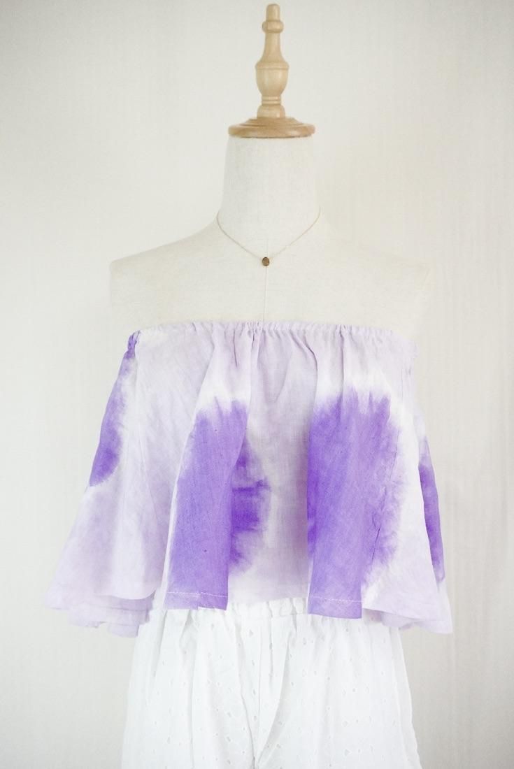 French Linen Flare Bare top Purple x Lilac
