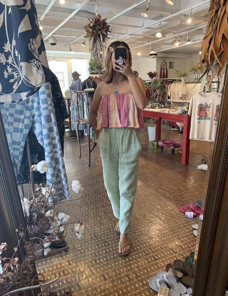 French Linen Flare Bare top Purple x Lilac