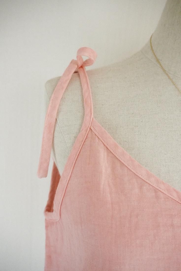 W gauze Ribbon Camisole Beni x Salmon