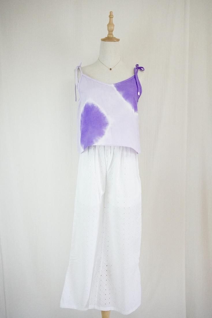 W gauze Ribbon Camisole Purple x Lilac
