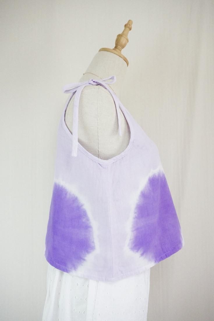 W gauze Ribbon Camisole Purple x Lilac