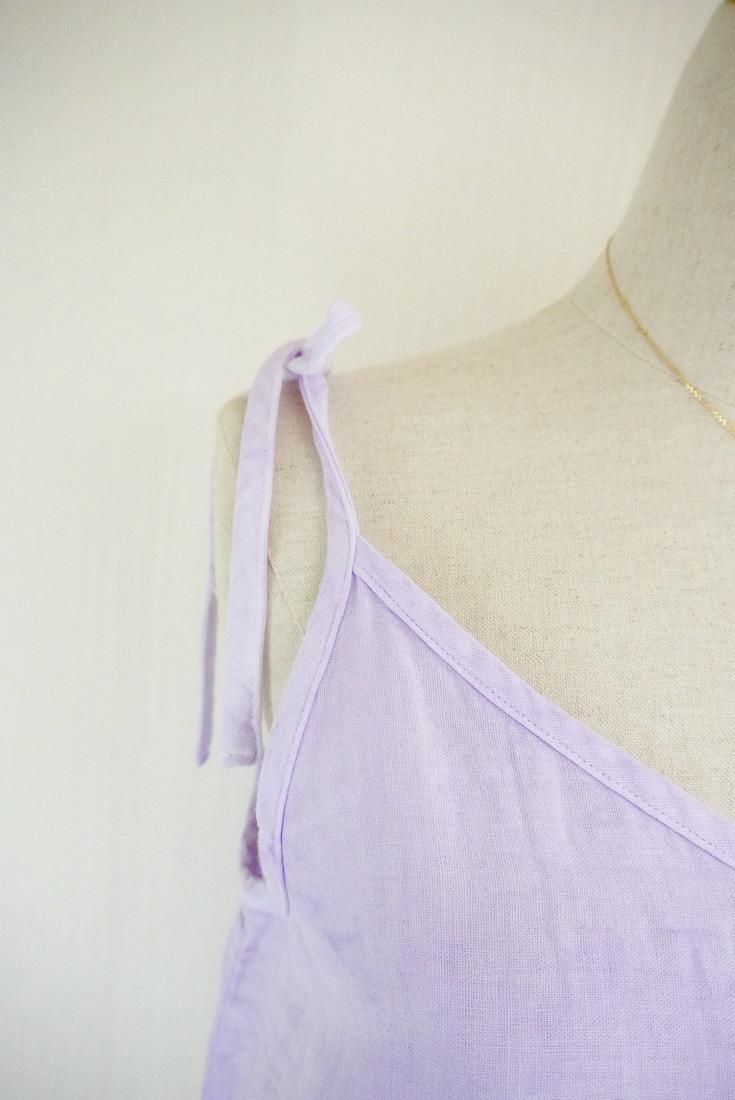 W gauze Ribbon Camisole Purple x Lilac