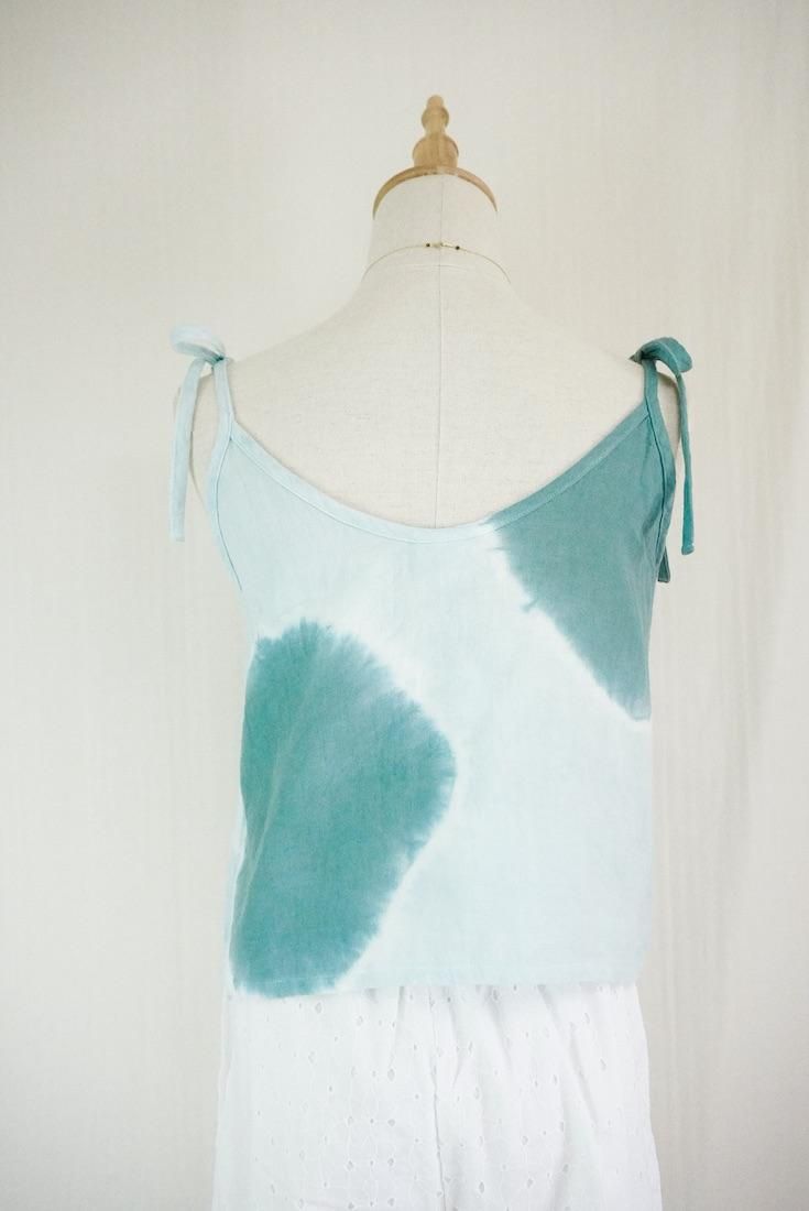 W gauze Ribbon Camisole Deepgreen x Ice mint