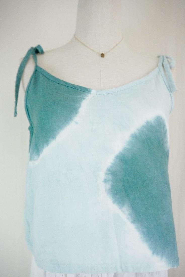 W gauze Ribbon Camisole Deepgreen x Ice mint