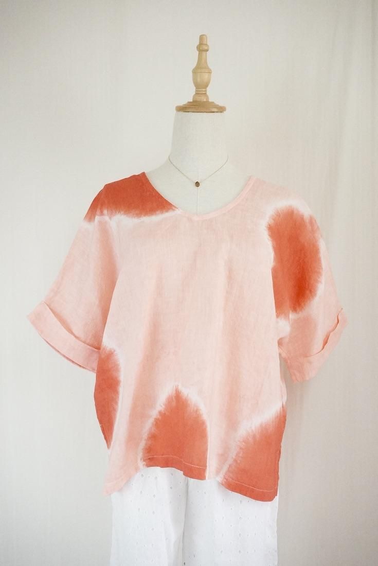 French Linen Relax Top  Beni x Salmon