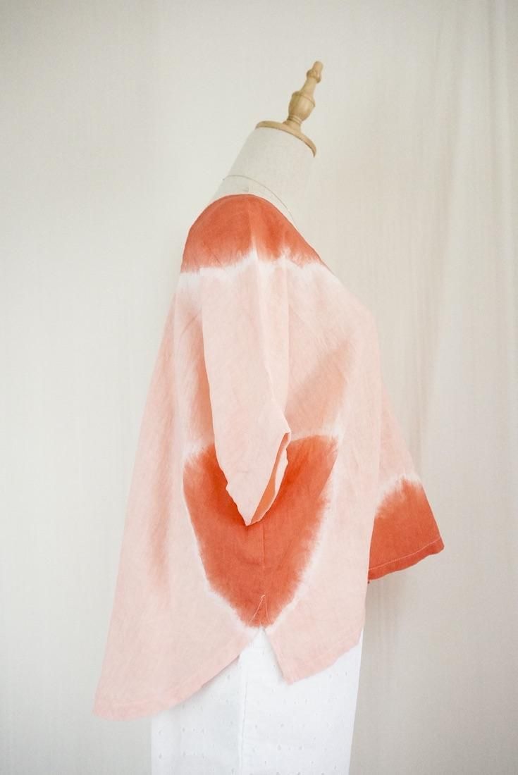 French Linen Relax Top  Beni x Salmon