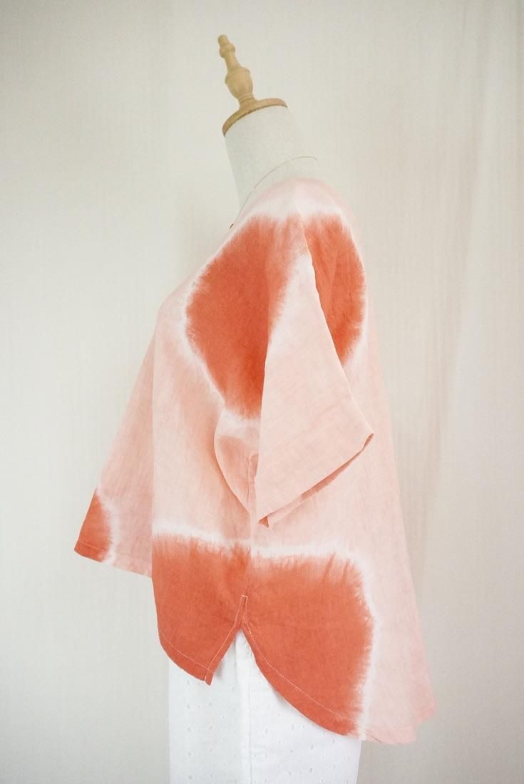 French Linen Relax Top  Beni x Salmon