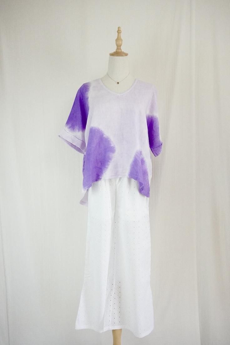 French Linen Relax Top  Purple x Lilac