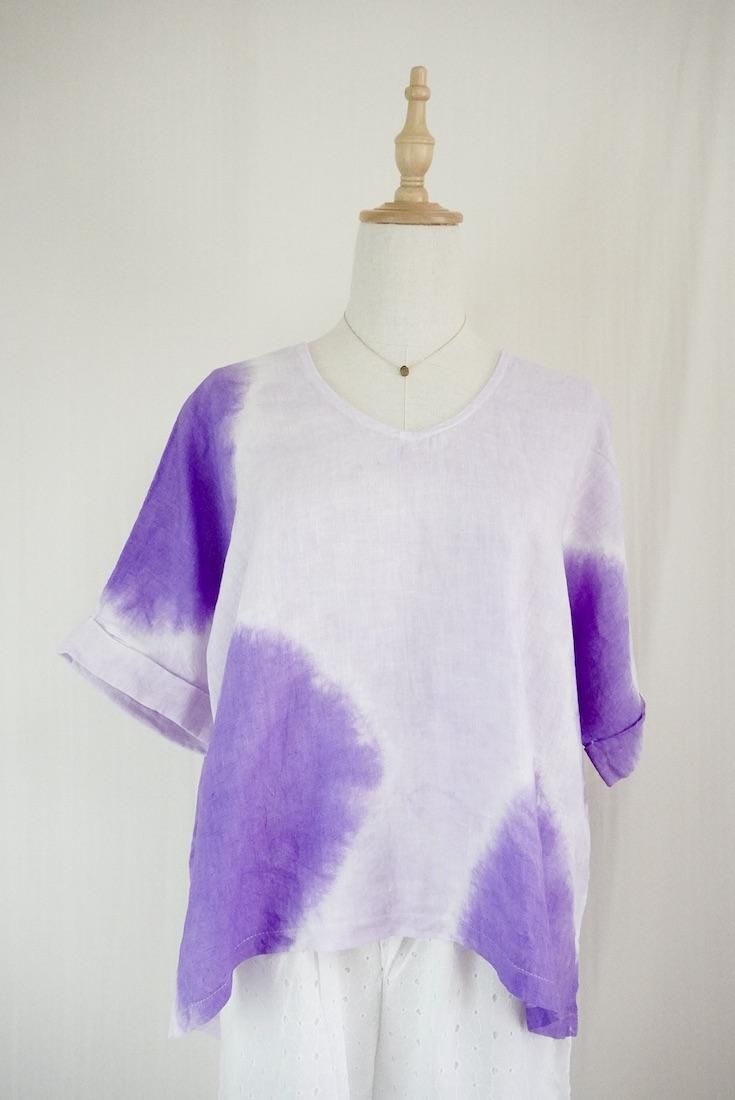 French Linen Relax Top  Purple x Lilac