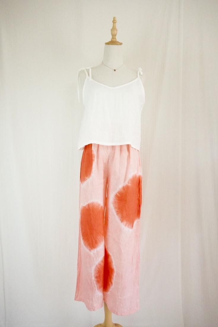 Frenh Linen Relax Pants Beni x Salmon