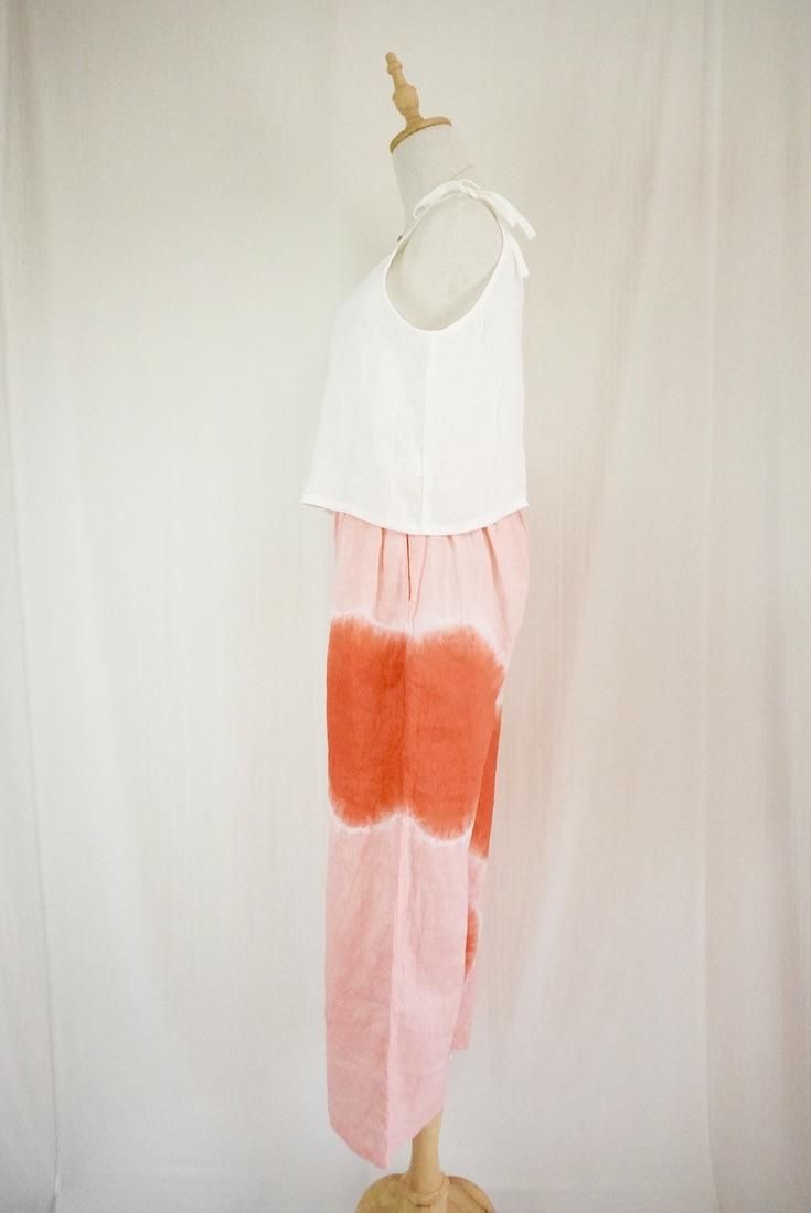 Frenh Linen Relax Pants Beni x Salmon