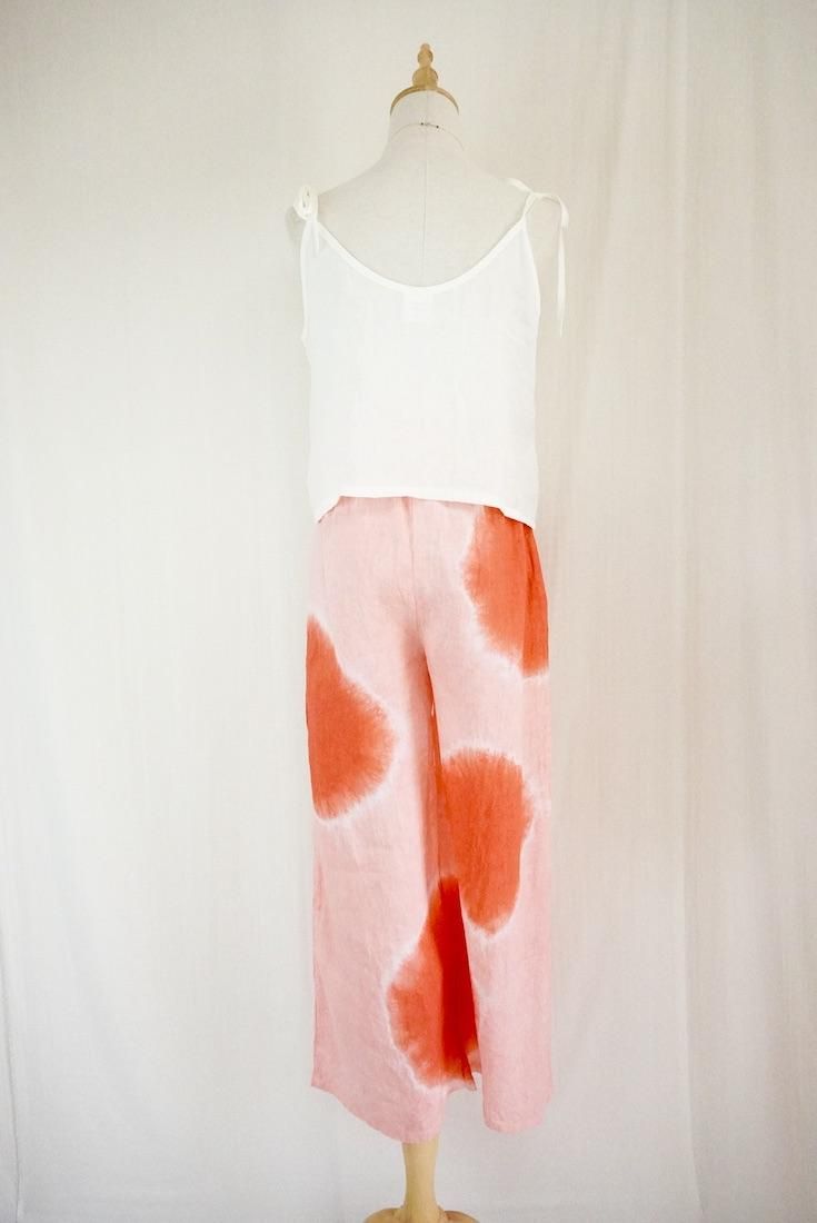 Frenh Linen Relax Pants Beni x Salmon