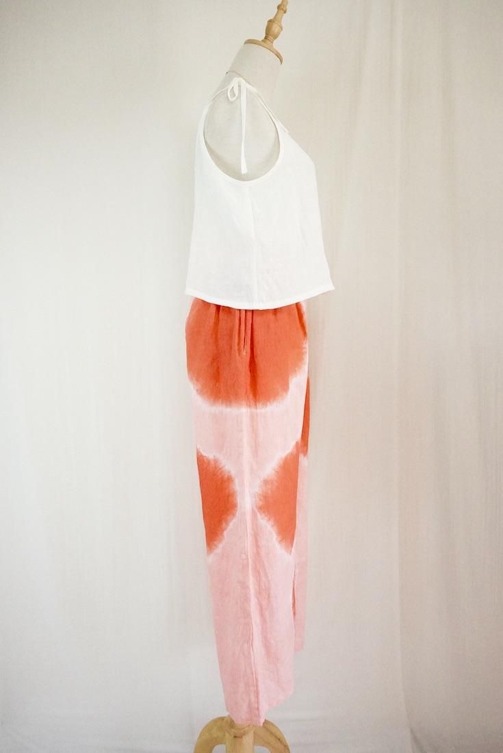 Frenh Linen Relax Pants Beni x Salmon