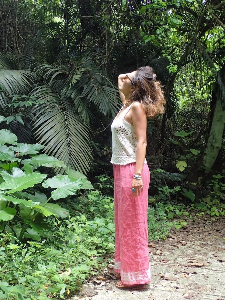 Frenh Linen Relax Pants Beni x Salmon