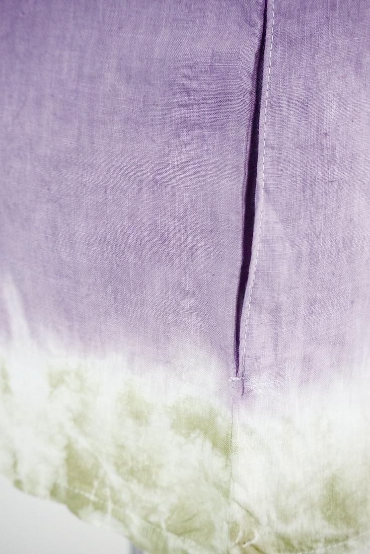 French Linen  Short Rompers Violet x Khaki x Peachshell
