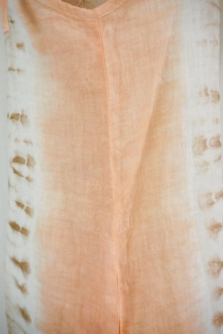 French Linen  Short Rompers Darkchocolate x Orange