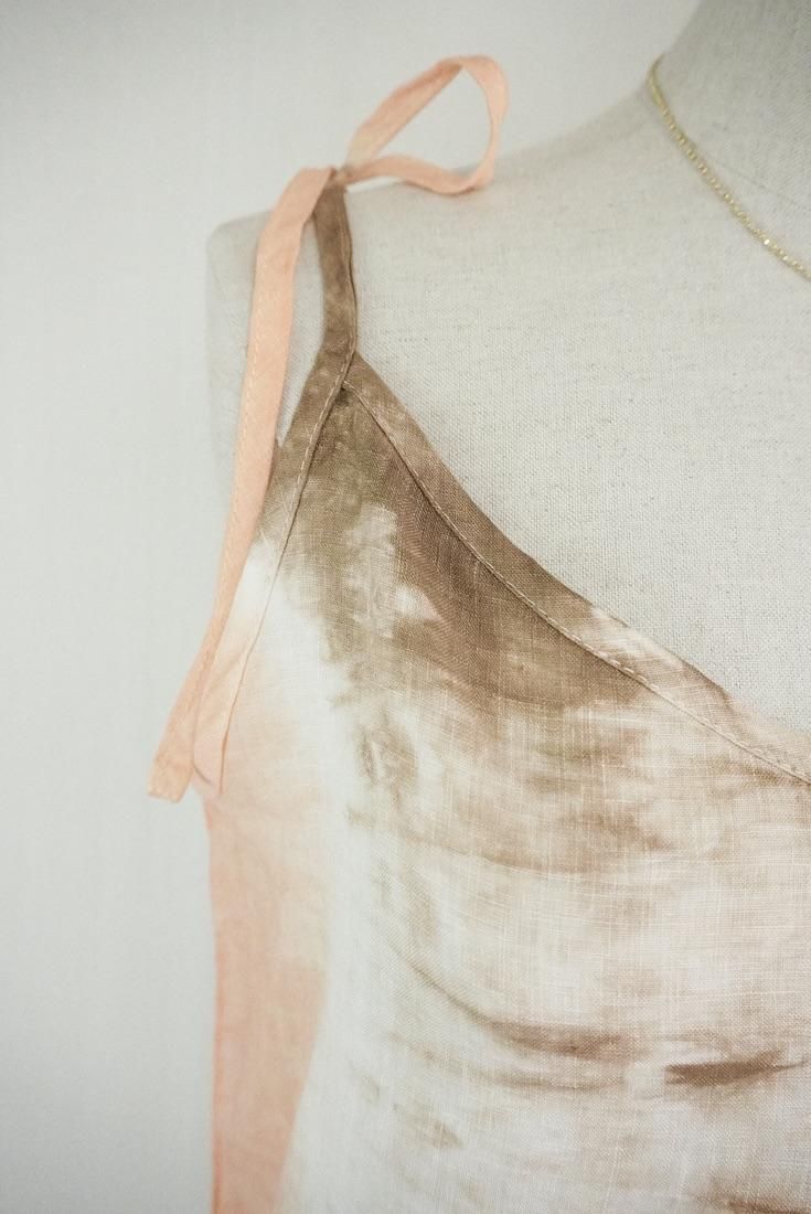 French Linen  Short Rompers Darkchocolate x Orange