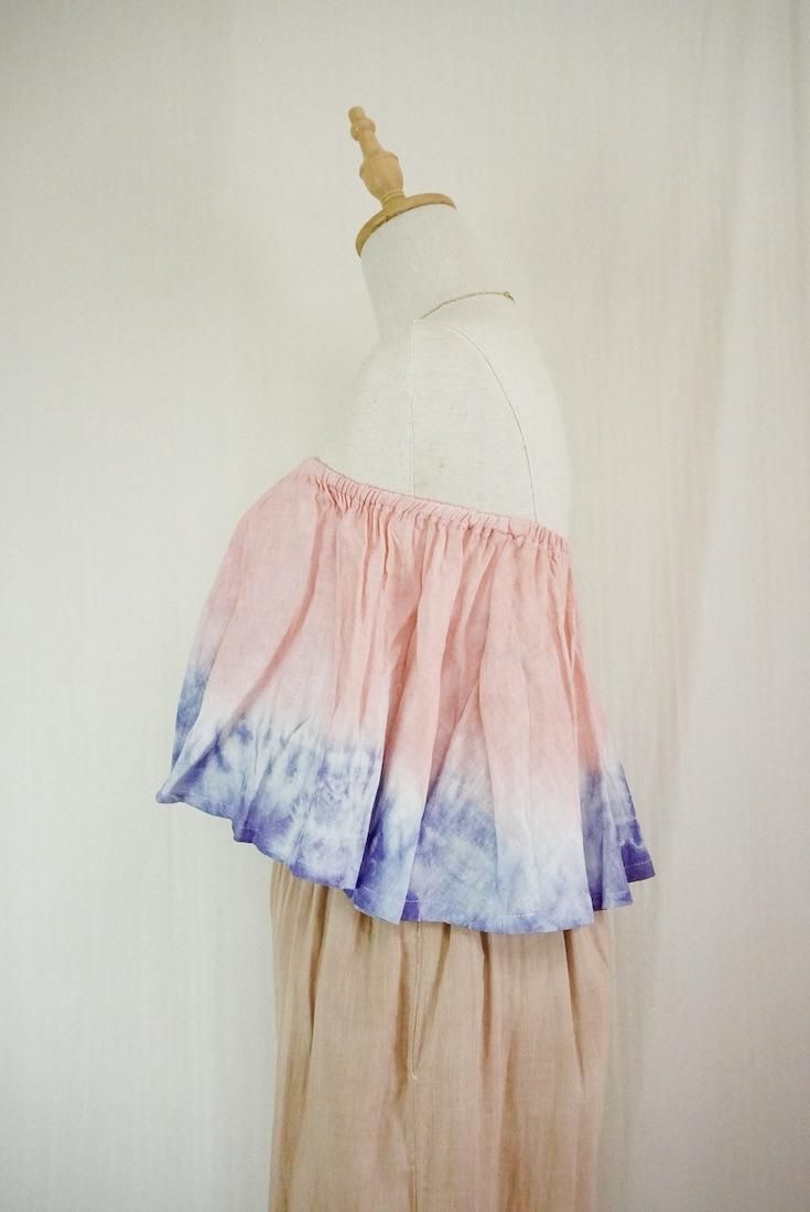 French Linen Flare Bare top Pinkbeige x Lavender
