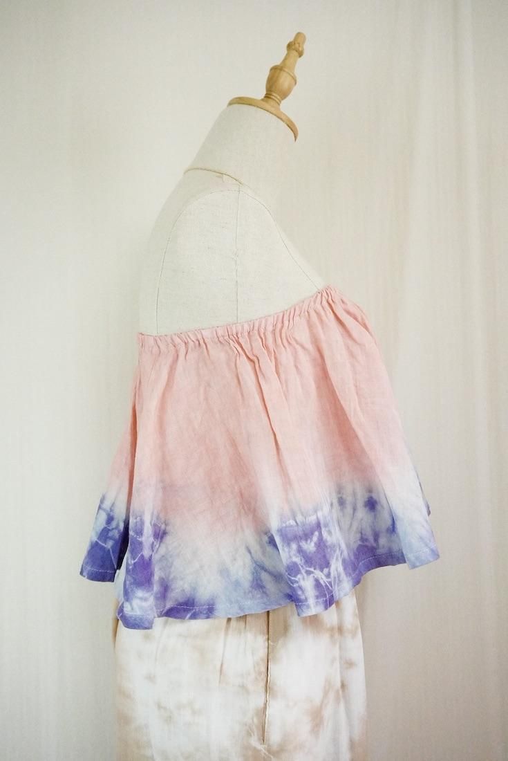 French Linen Flare Bare top Pinkbeige x Lavender