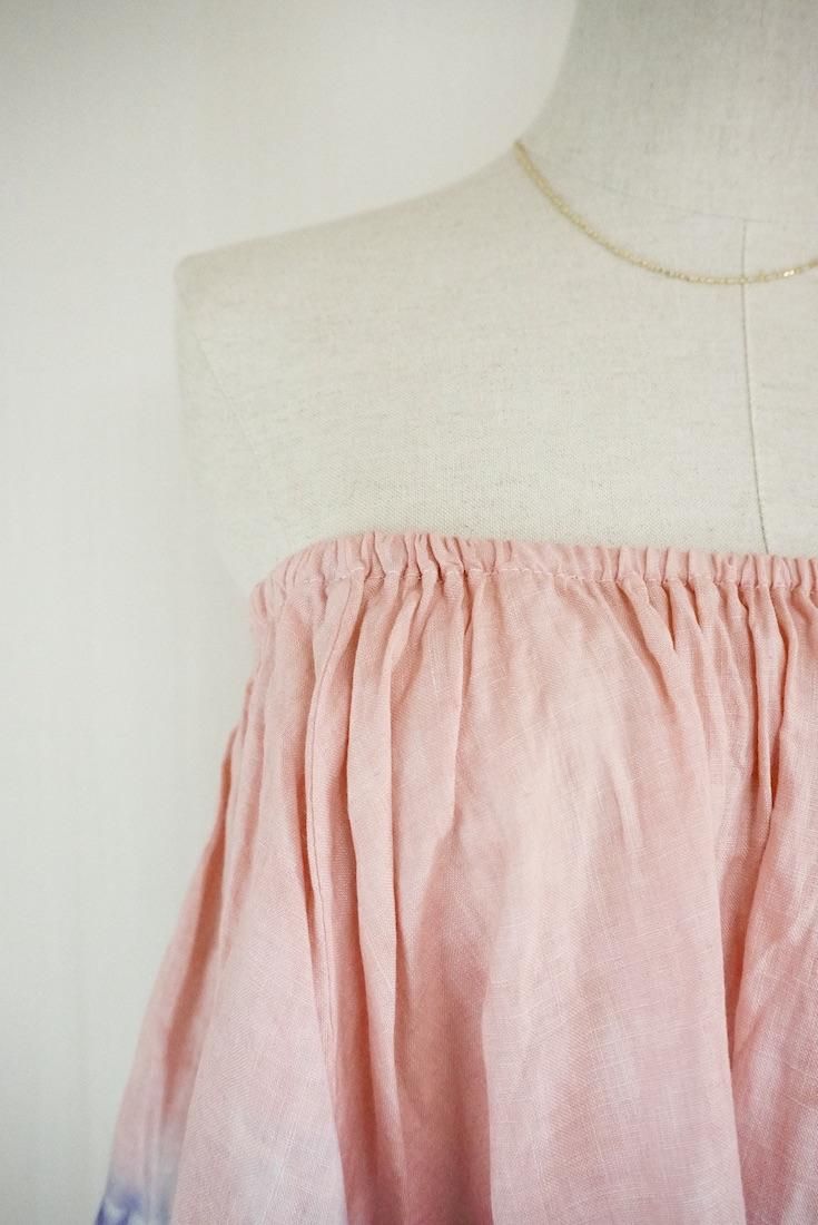 French Linen Flare Bare top Pinkbeige x Lavender