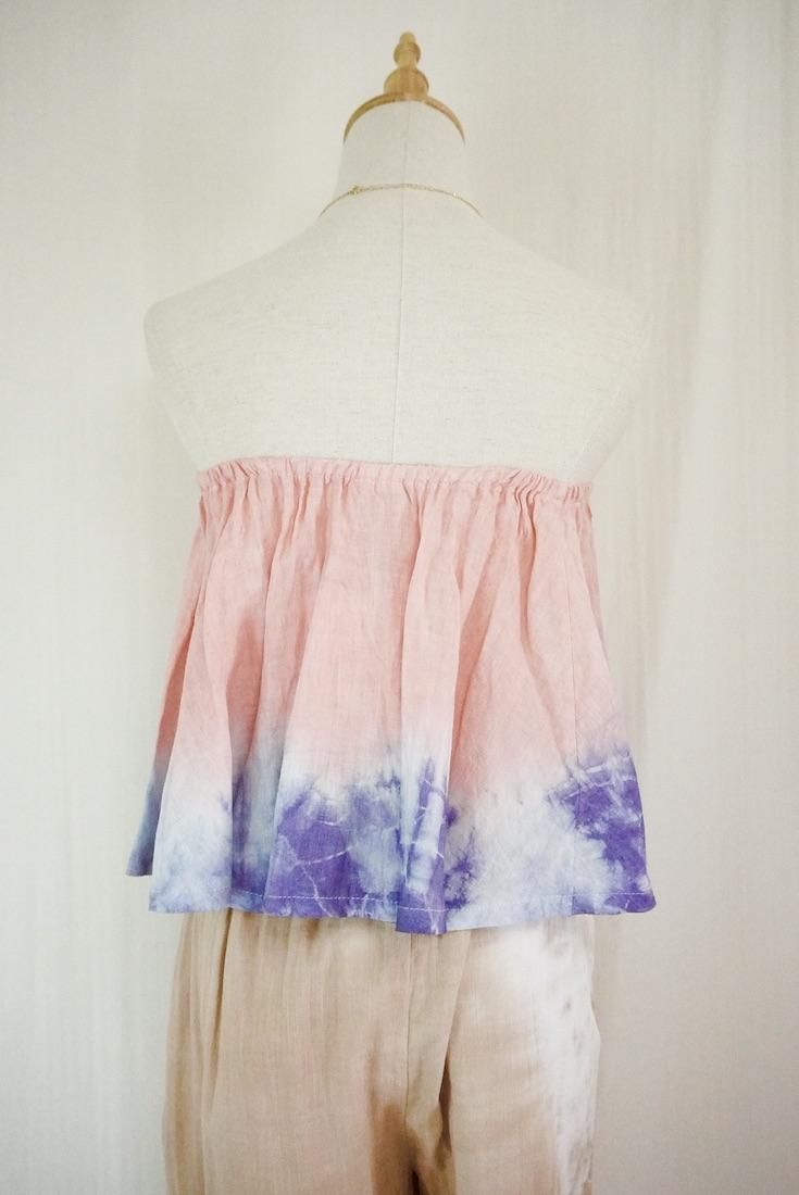 French Linen Flare Bare top Pinkbeige x Lavender