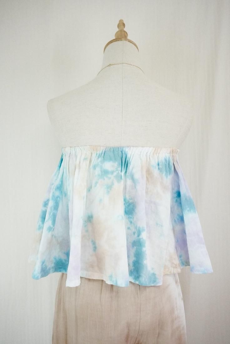 W gauze Flare Bare top Lilac x Apricot x Under the sea