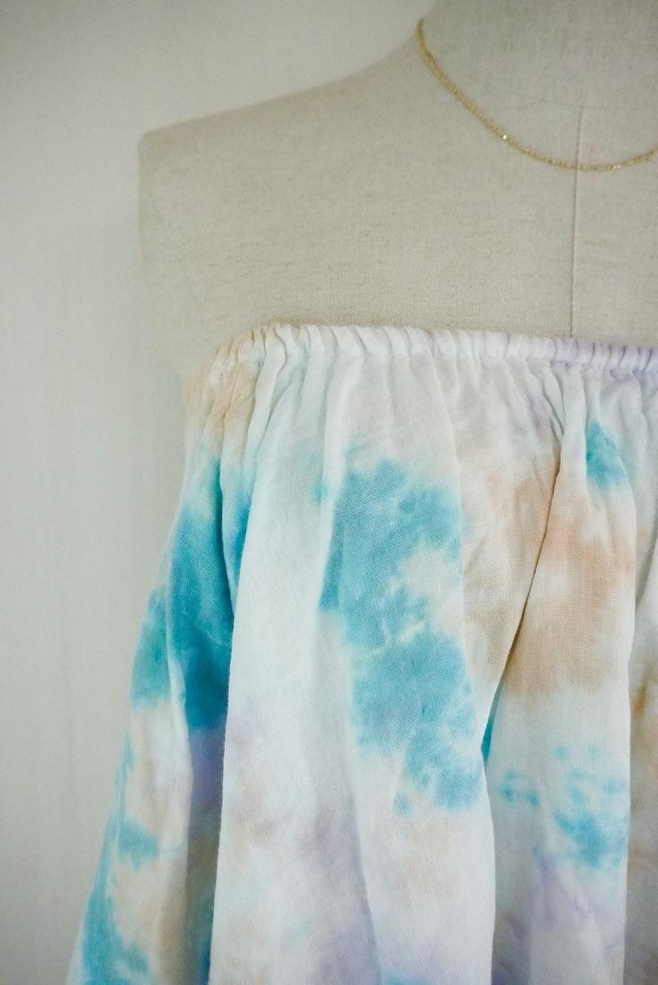 W gauze Flare Bare top Lilac x Apricot x Under the sea