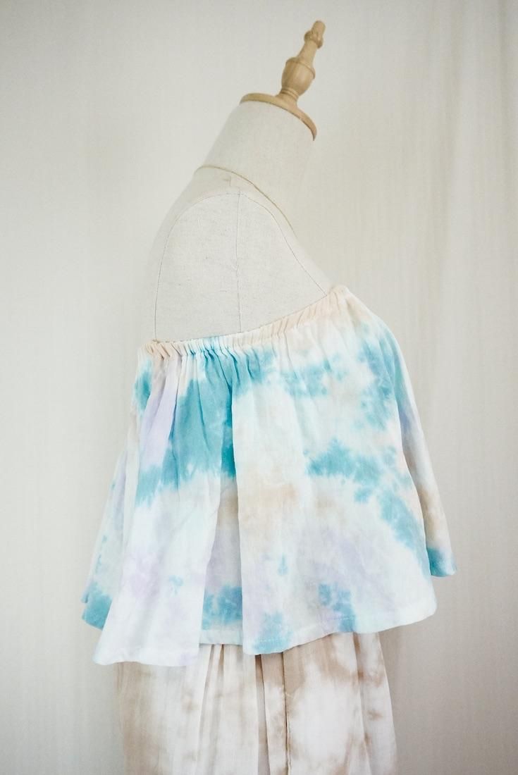 W gauze Flare Bare top Lilac x Apricot x Under the sea