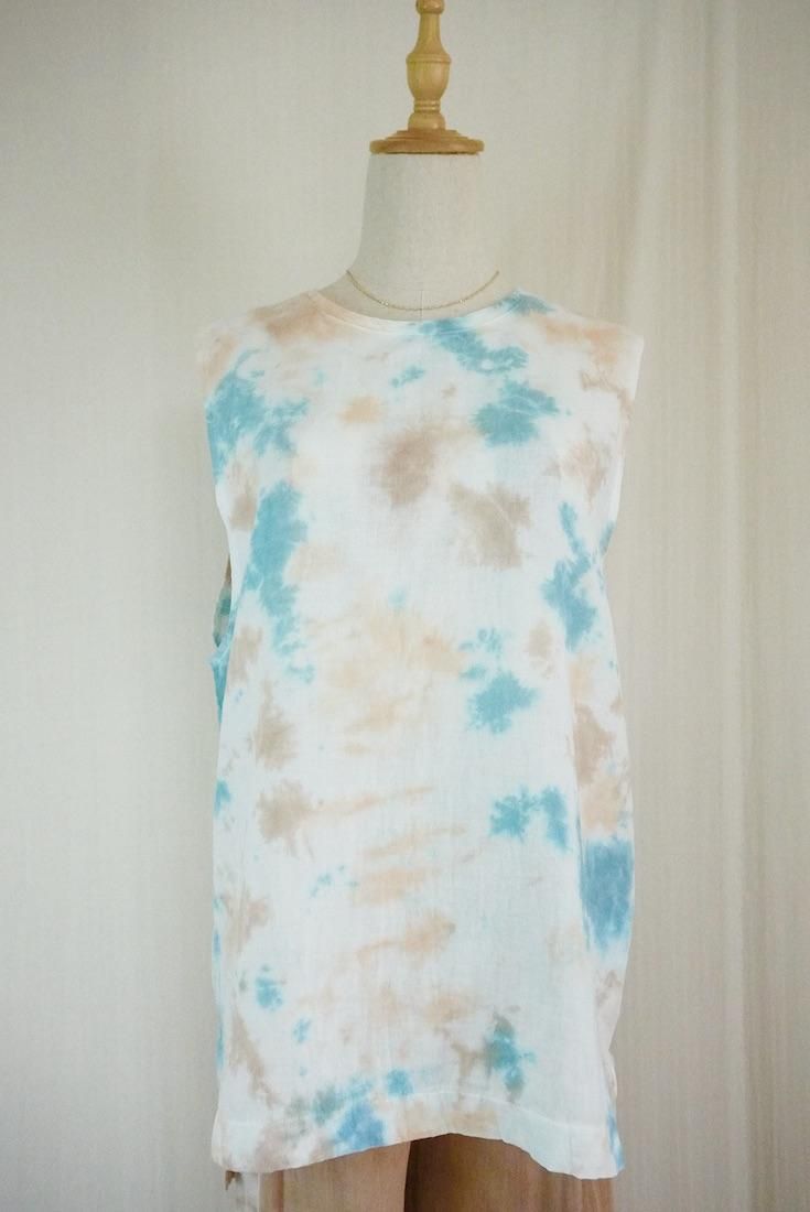 W gauze Big silhouette tank Vintagelue x Brownsugar x Apricot