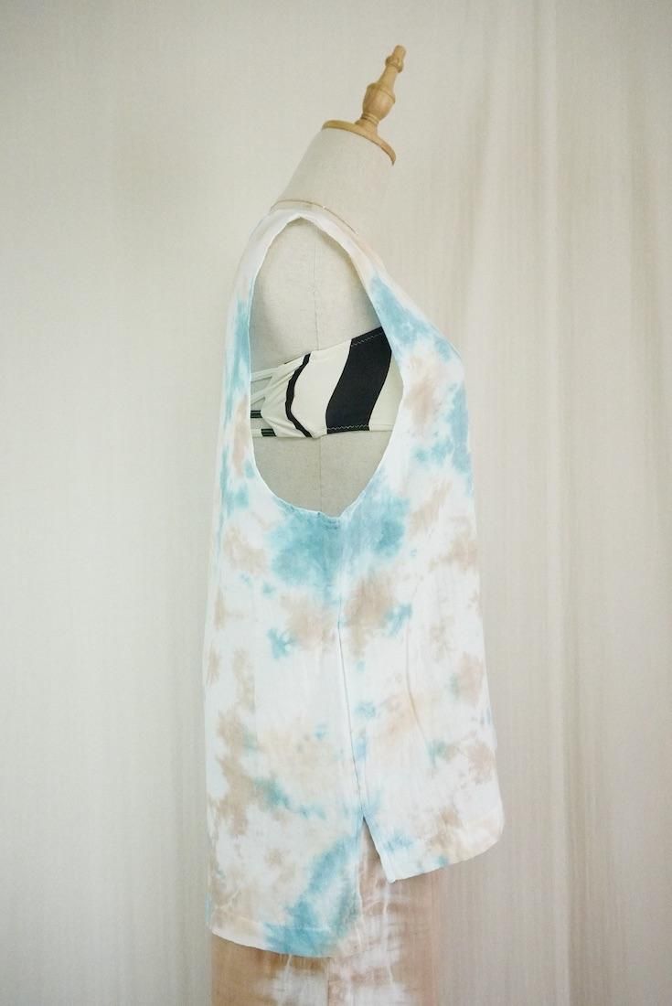 W gauze Big silhouette tank Vintagelue x Brownsugar x Apricot