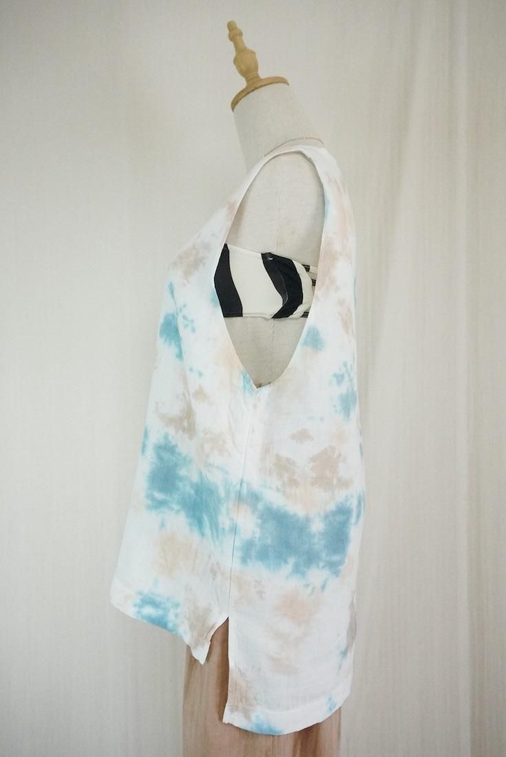 W gauze Big silhouette tank Vintagelue x Brownsugar x Apricot
