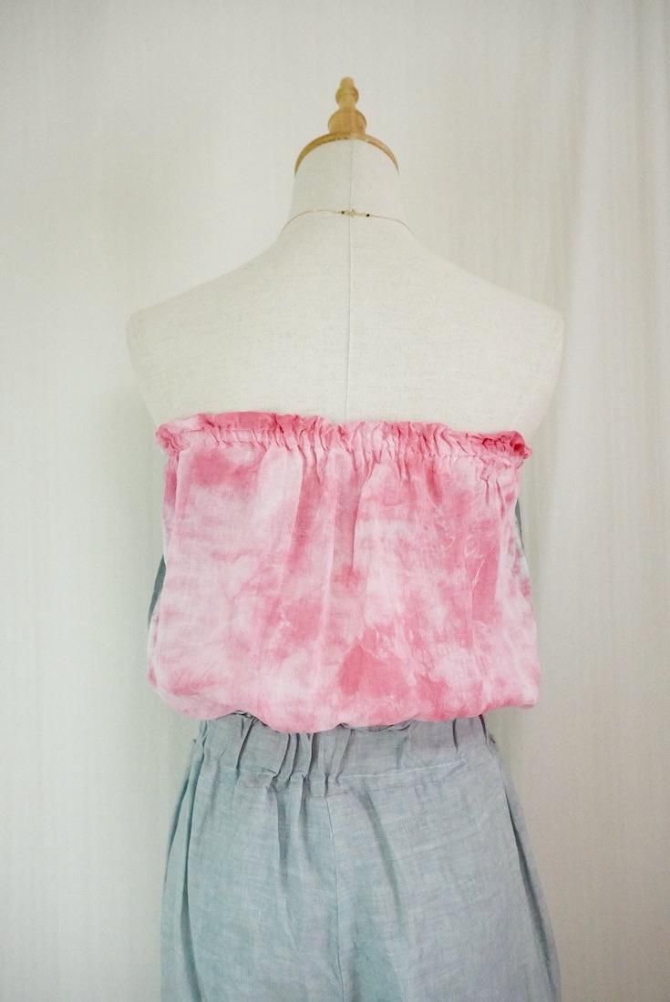 French Linen Short Bare top Bougainvillea x Inkblack