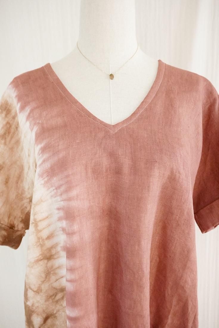 Japan Linen Short Relax Dress  Bourdeaux x Darkchocolate 