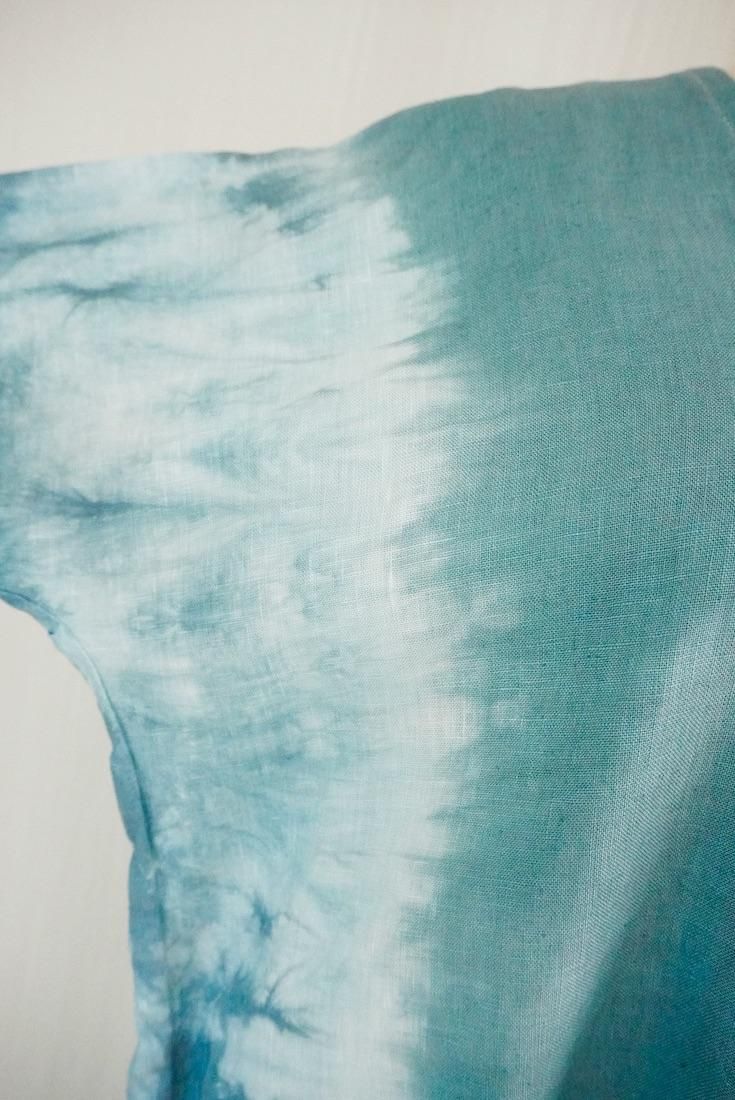 Japan Linen  Relax Dress  Deepgreen x Vintageblue 